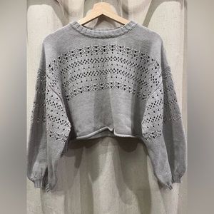 UO pointelle cropped knit sweater